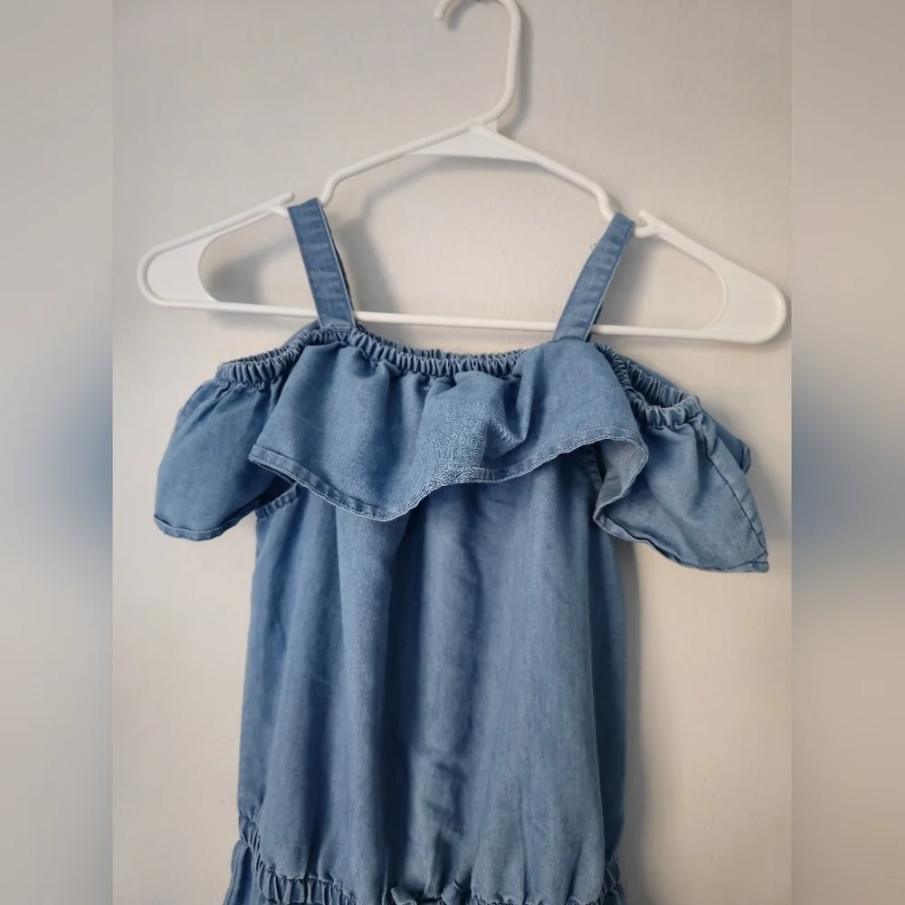 NAUTICA Girls Romper DENIM RUFFLES PANTS SZ 12/14